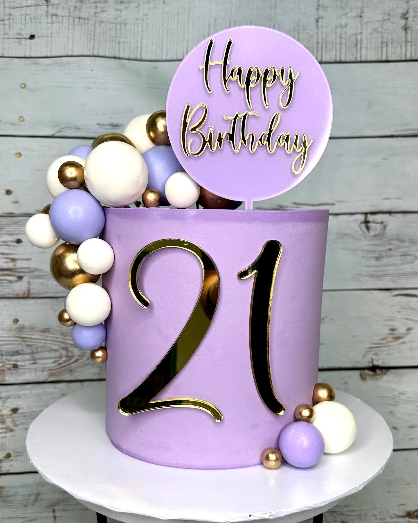 Elegant lavender buttercream cake for a stylish 21st birthday celebration