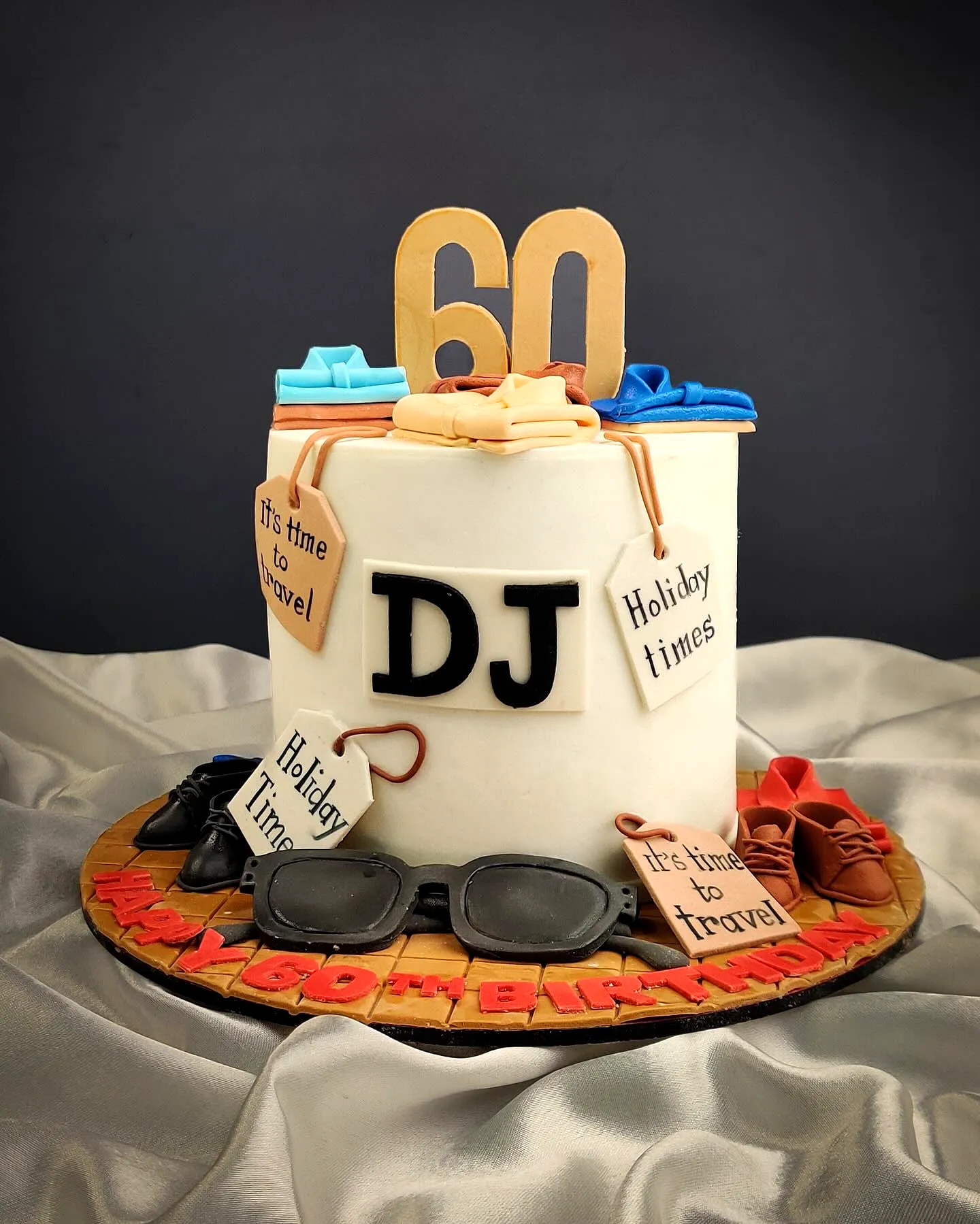 Fun and Creative 60th Birthday Cake for a Man with a Travel Theme
