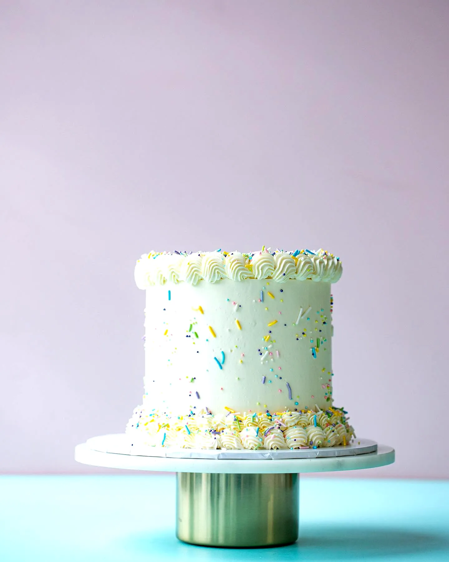 Fun Simple Birthday Cake Design with Mint Green Buttercream and Whimsical Sprinkles