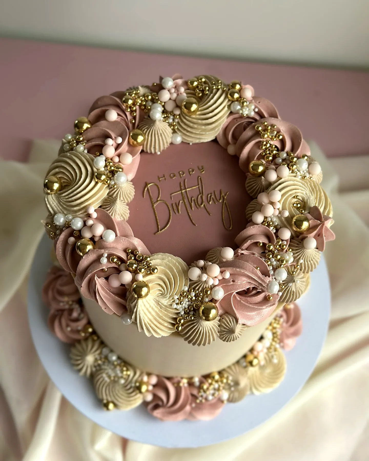 Lovely mother birthday cake in elegant pastel hues with floral accents