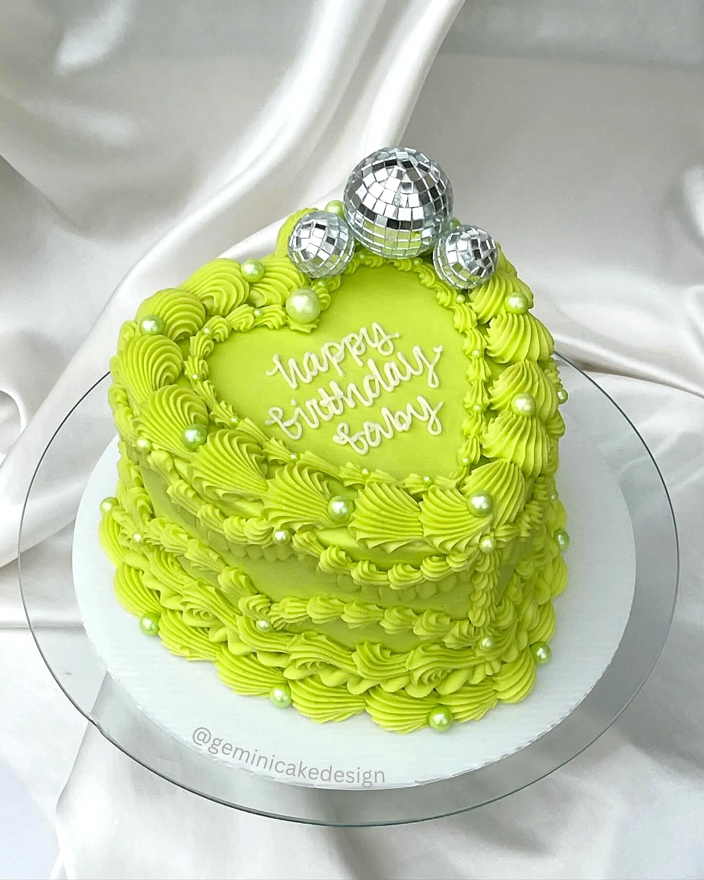Playful Green Birthday Cake Design with Lemon-Lime Fondant and Buttercream Swirls