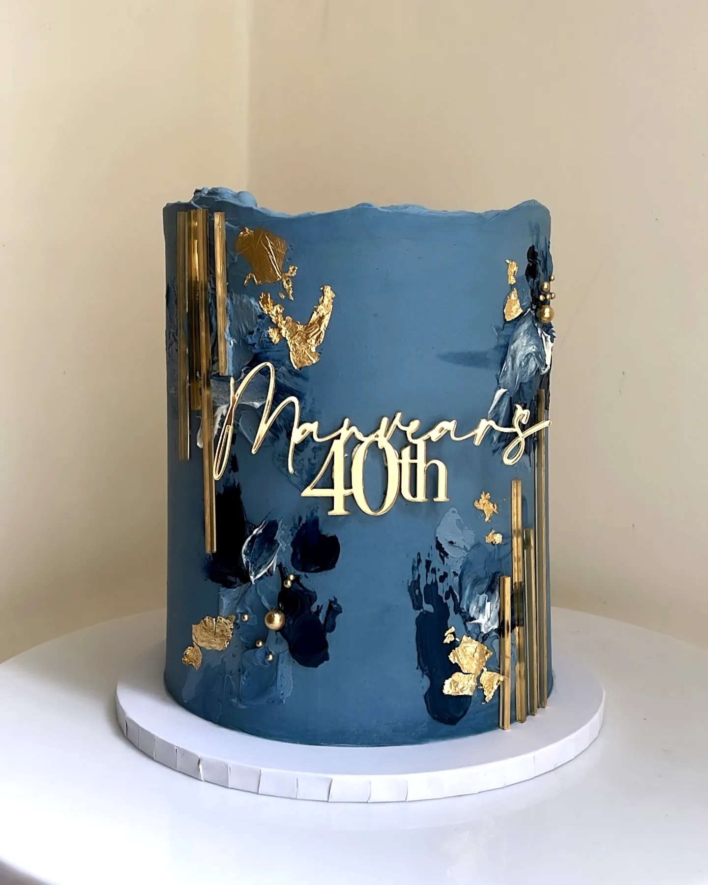 Trendy 40th Birthday Cake Design with Elegant Buttercream and Gold Accents