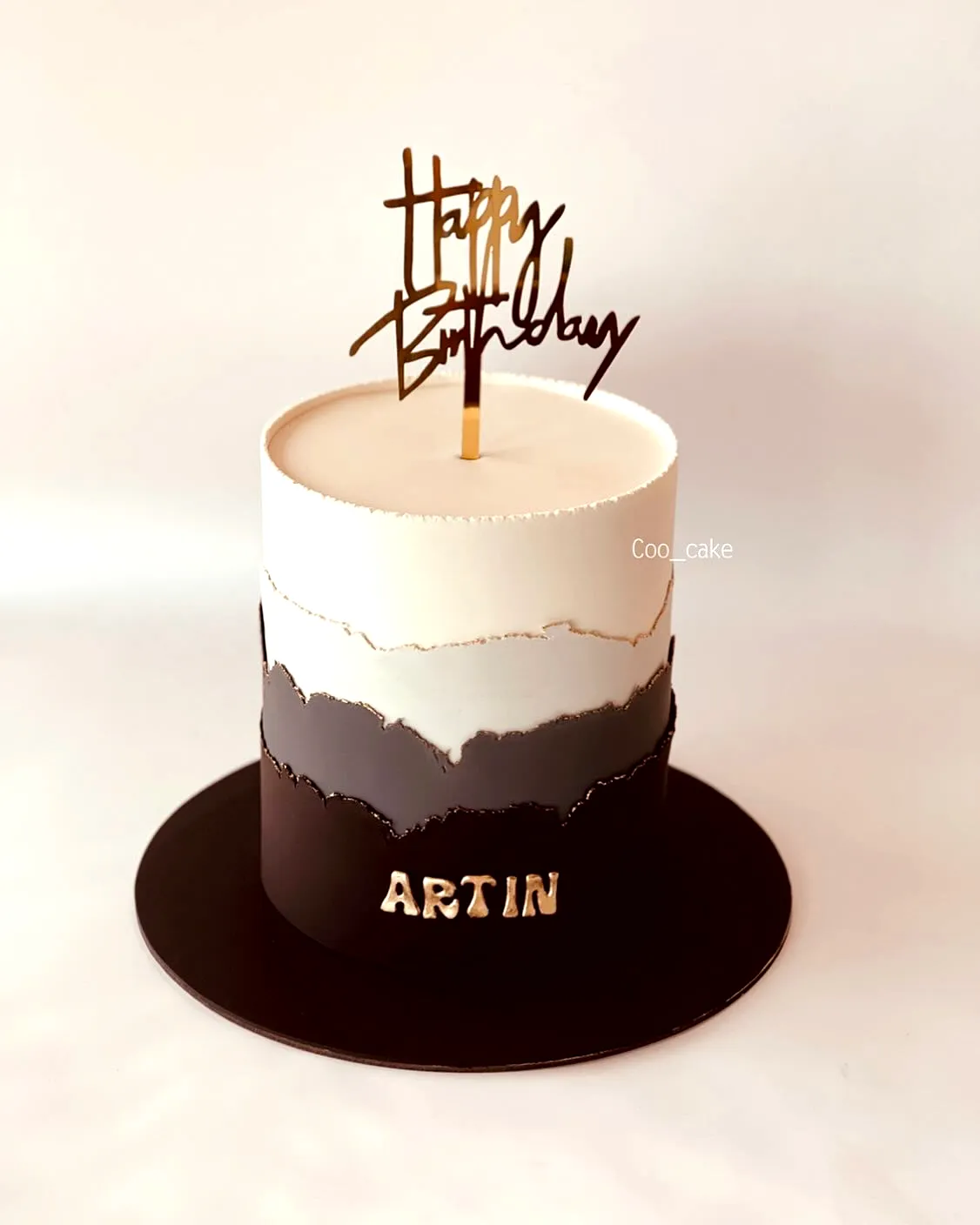 Trendy Birthday Cake for Men with Modern Ombre Frosting and Gold Accents