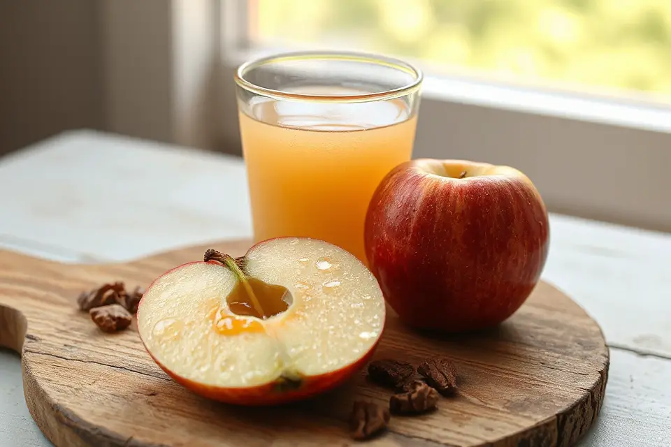 apple juice wooden board