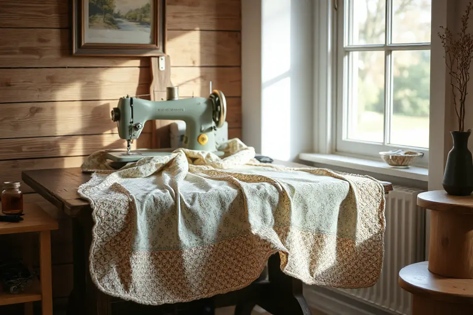 apron and sewing machine