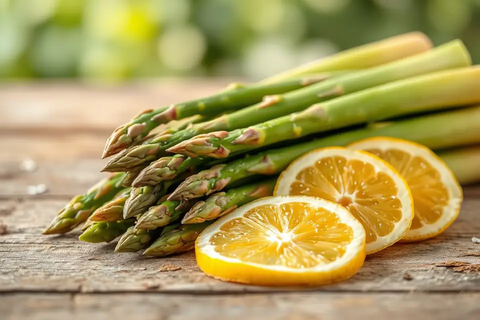 asparagus and lemon slices