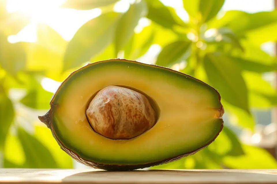 avocado against sunny backdrop