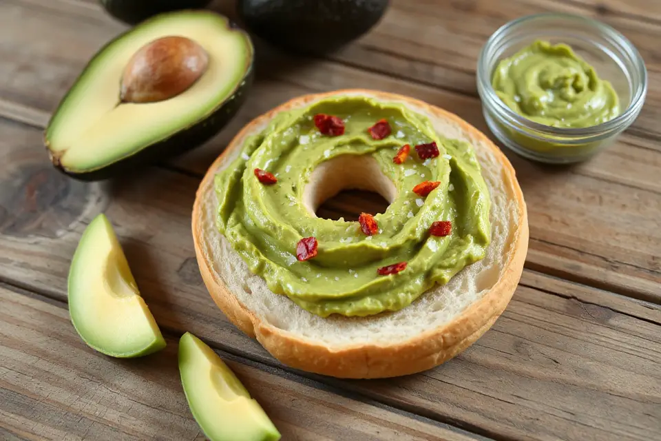 avocado spread on bagel