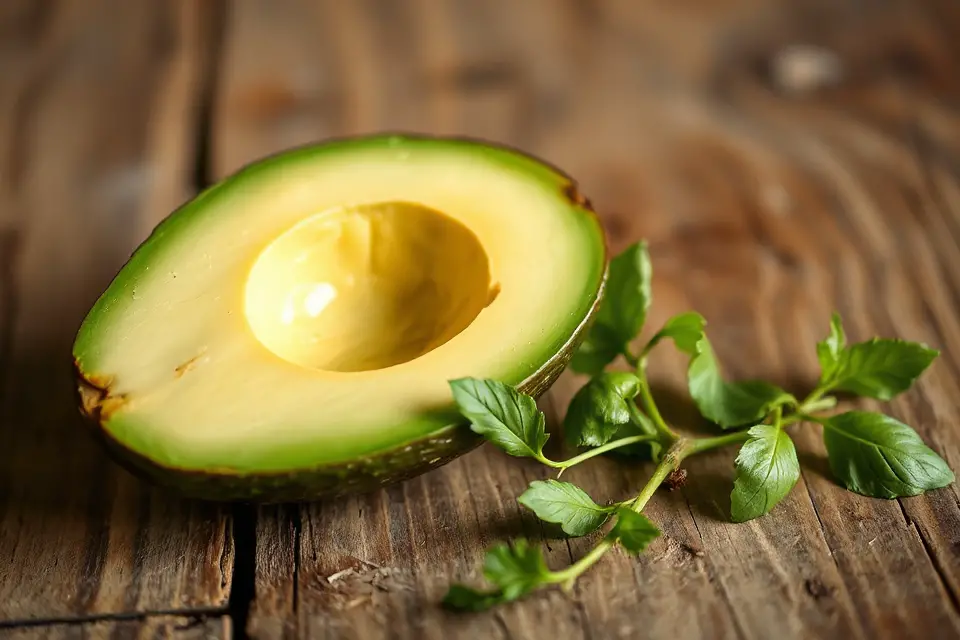 avocado with herb sprig