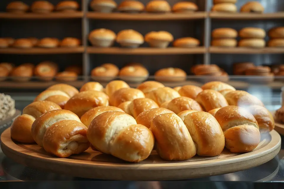 bakery display sausage rolls