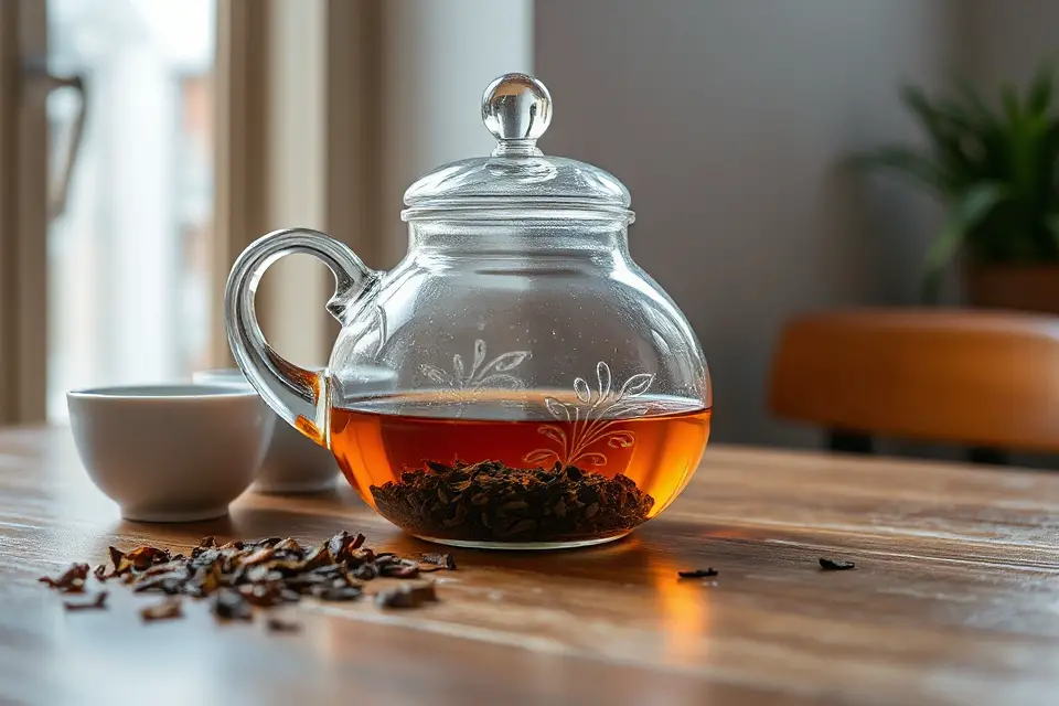 beautiful glass teapot photo