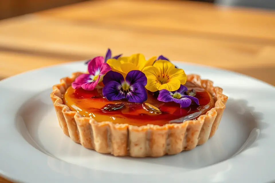 beautifully decorated edible tart