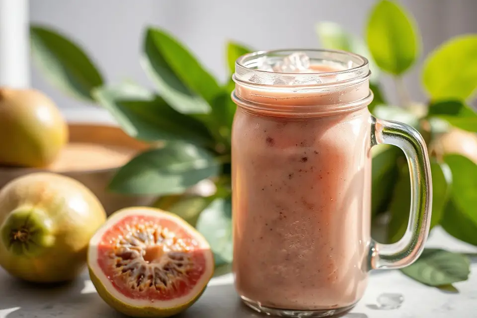 bright guava smoothie jar