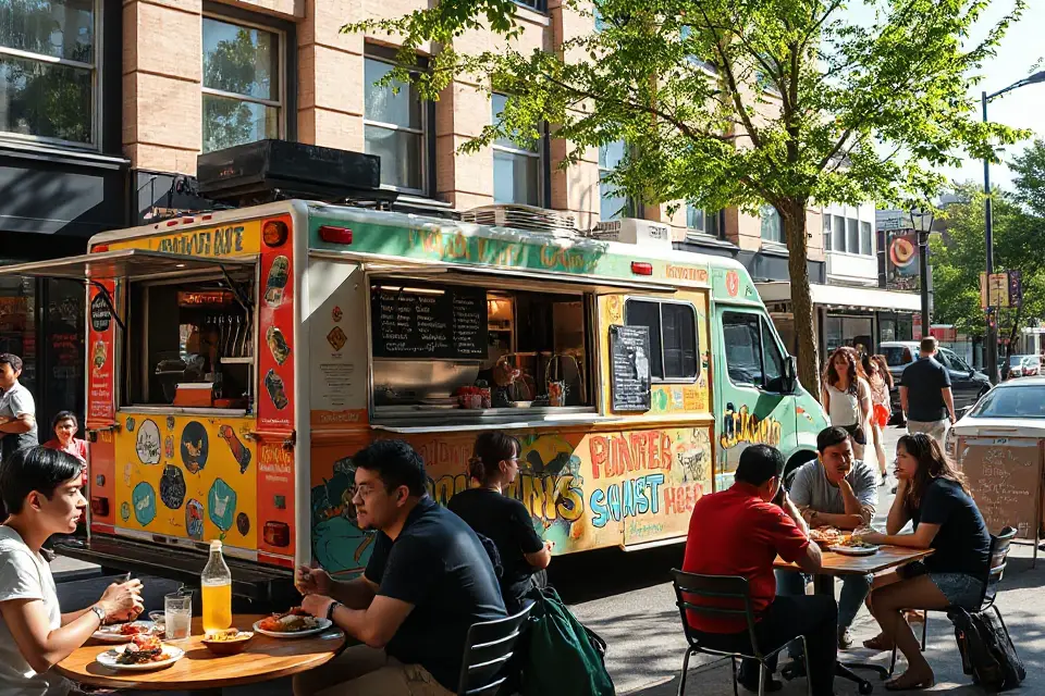 brightly colored food truck