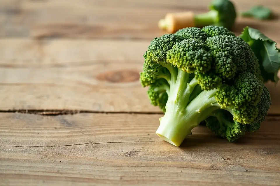 broccoli on rustic table