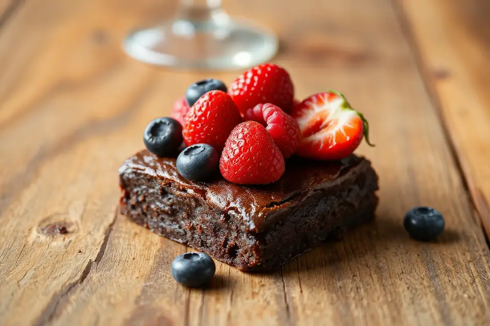 brownie with fresh berries