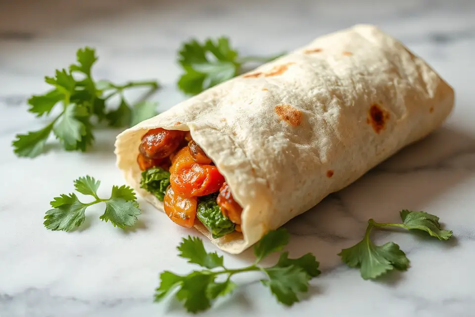 burrito on marble countertop