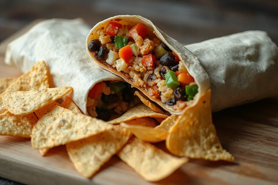 burrito with tortilla chips