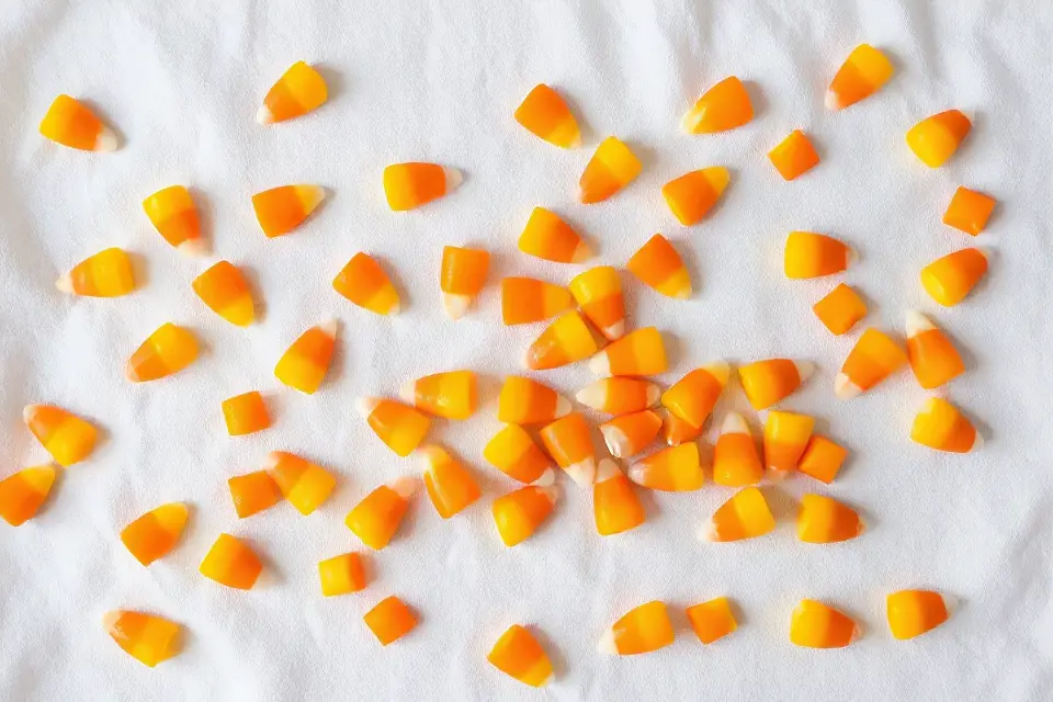 candy corn on cloth