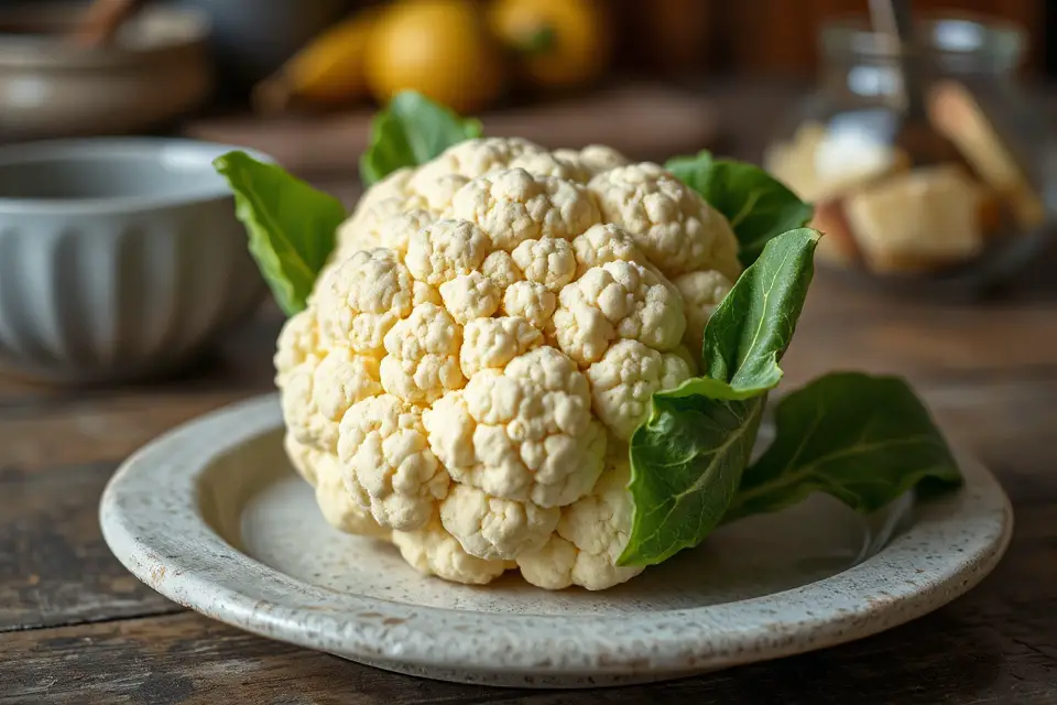 cauliflower on textured plate
