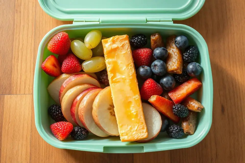 cheese sticks and fruits