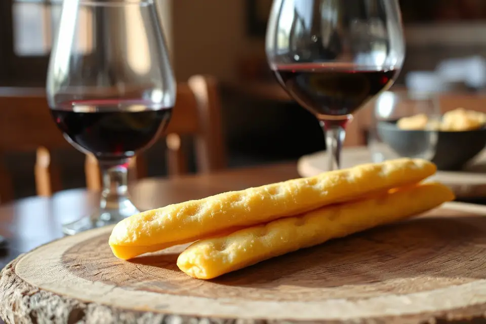 cheese sticks and wine