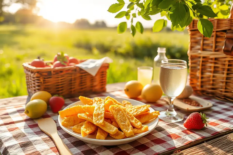 cheese sticks picnic setting