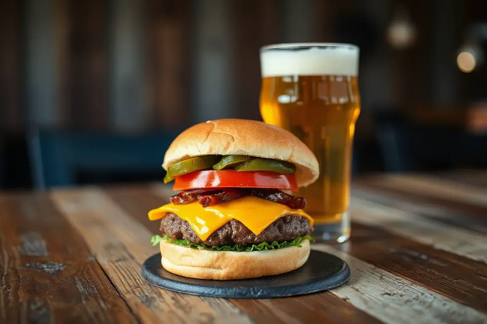 cheeseburger and craft beer