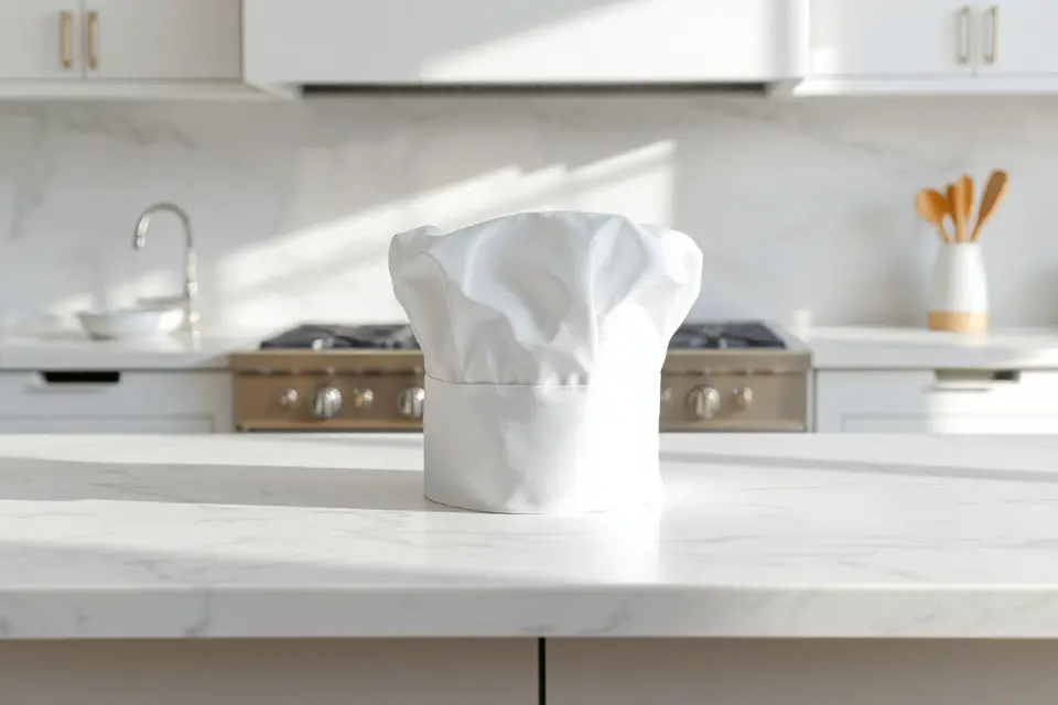 chef hat on marble