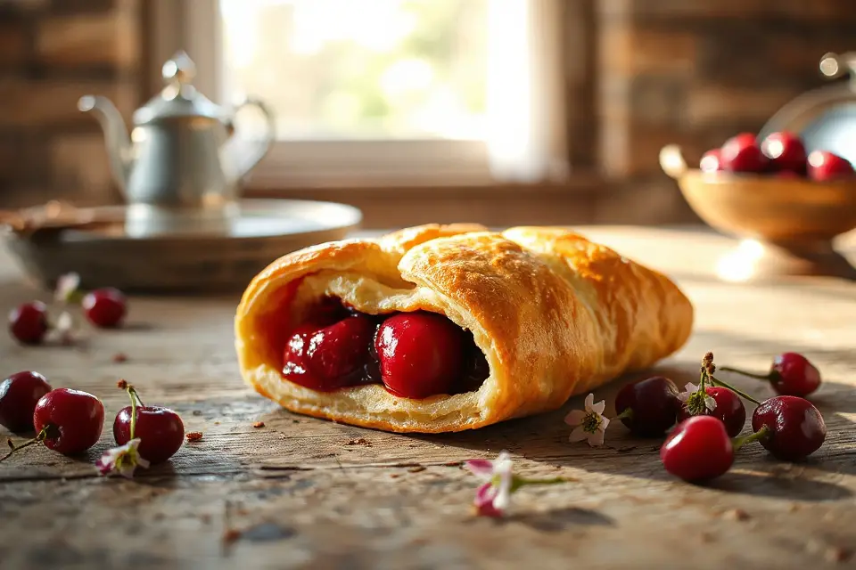 cherry pastry on table