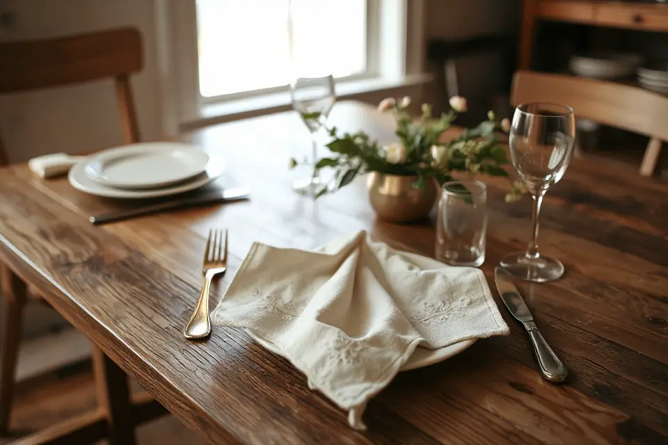chic rustic napkin fold