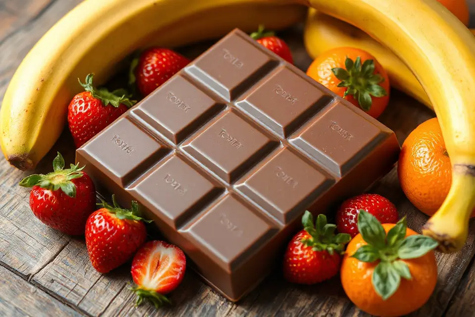 chocolate bar with fruits