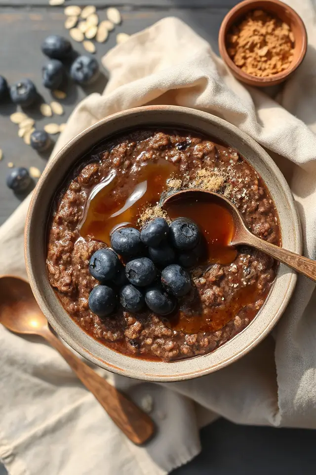 Chocolate Oatmeal Recipe With Blueberries Burst