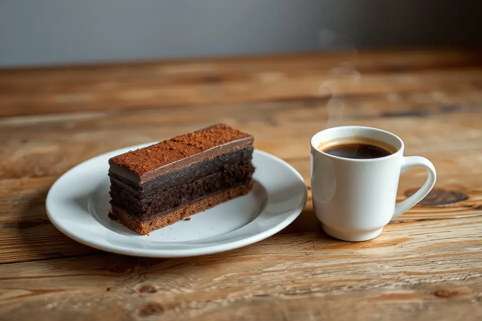 chocolate cake and coffee