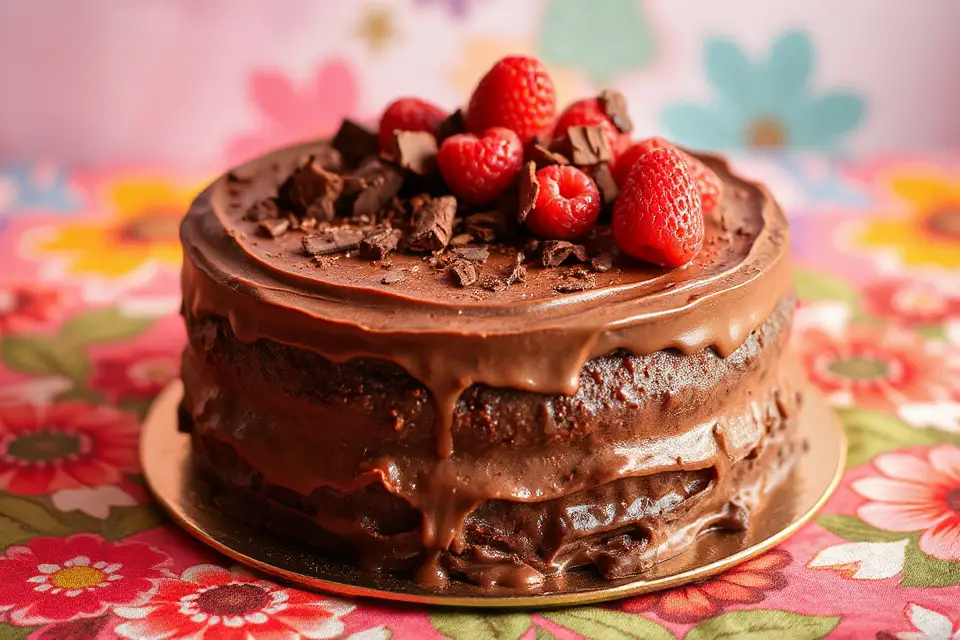 chocolate cake vibrant tablecloth