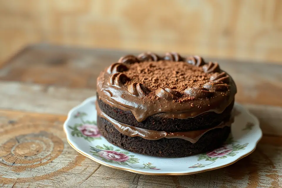 chocolate cake vintage plate