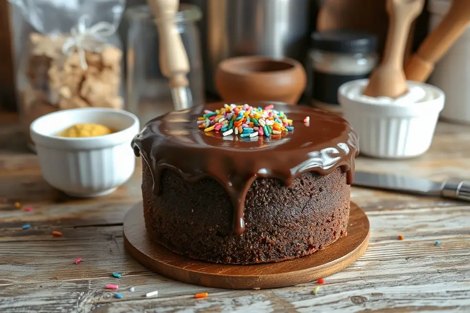chocolate cake with sprinkles