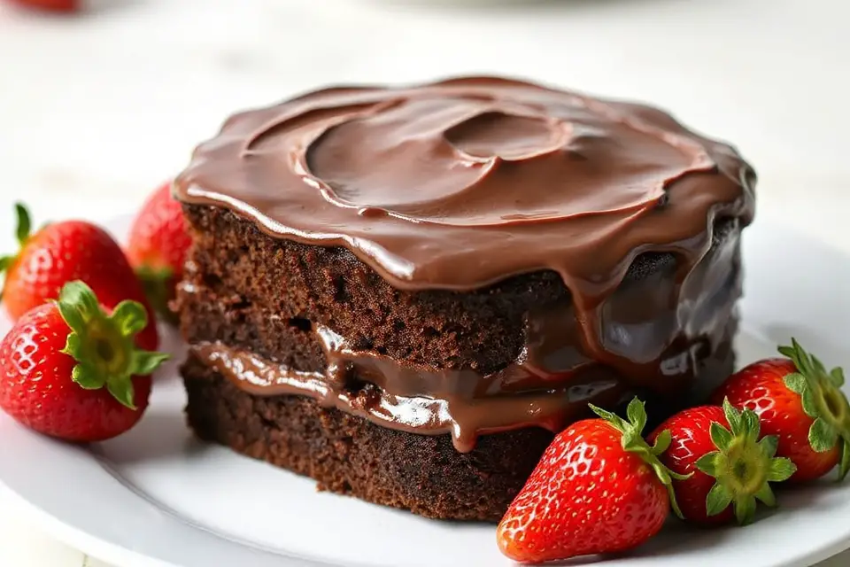 chocolate cake with strawberries