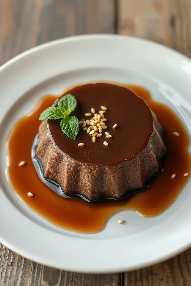 chocolate flan with sesame