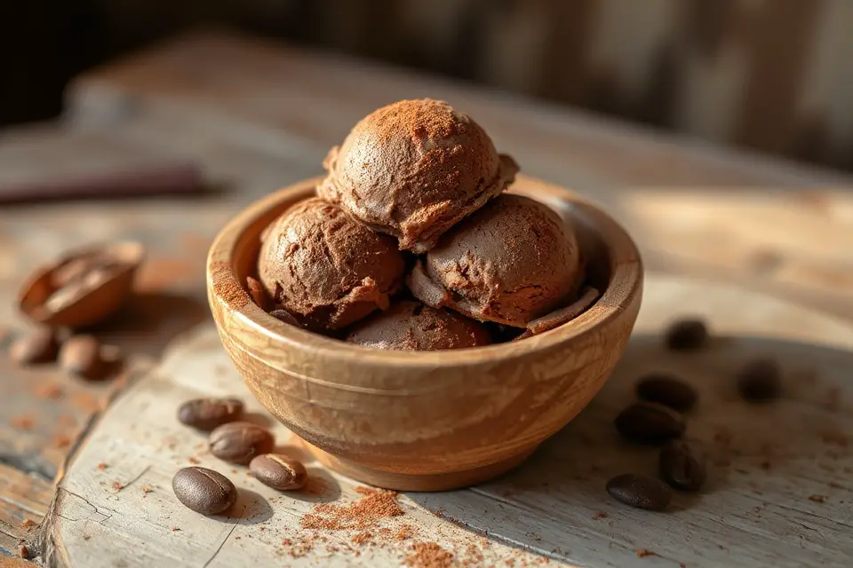 chocolate ice cream rustic photo