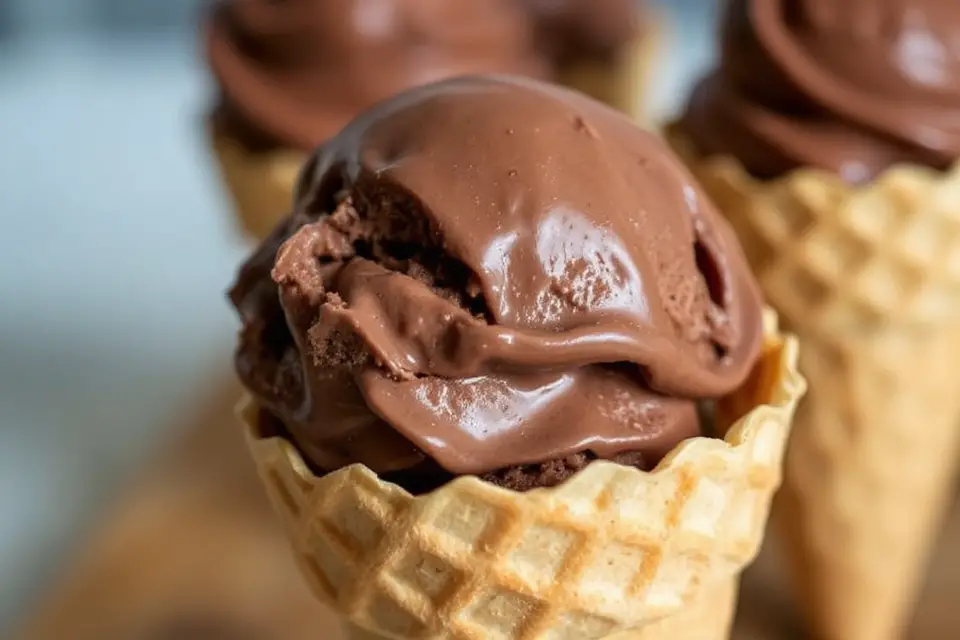 chocolate ice cream waffle cone
