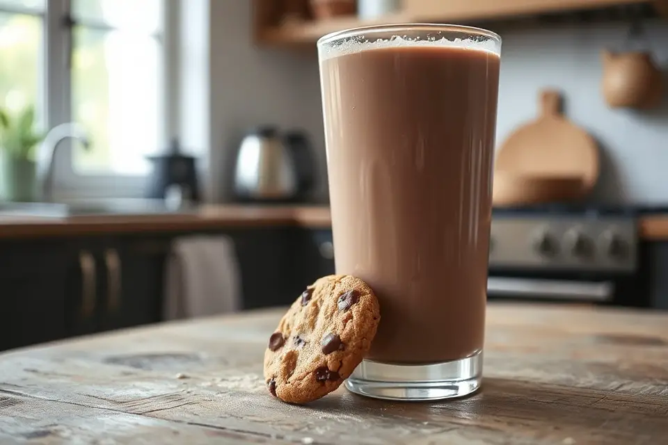 chocolate milk and cookie