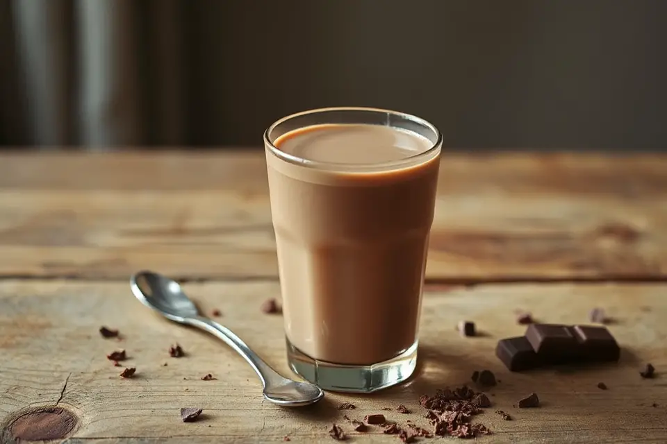 chocolate milk in glass