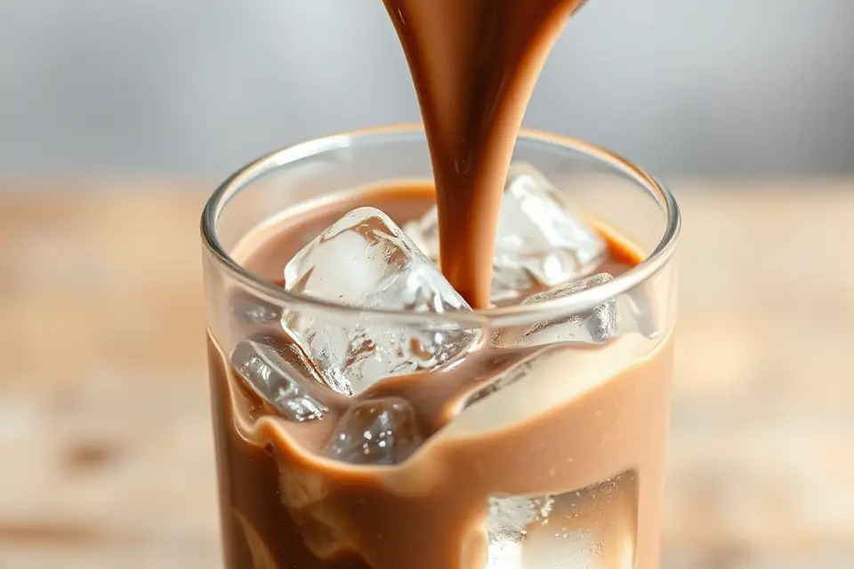 chocolate milk over ice