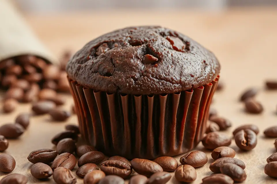 chocolate muffin and cocoa