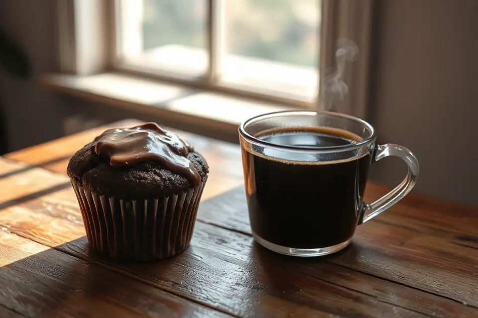 chocolate muffin and coffee