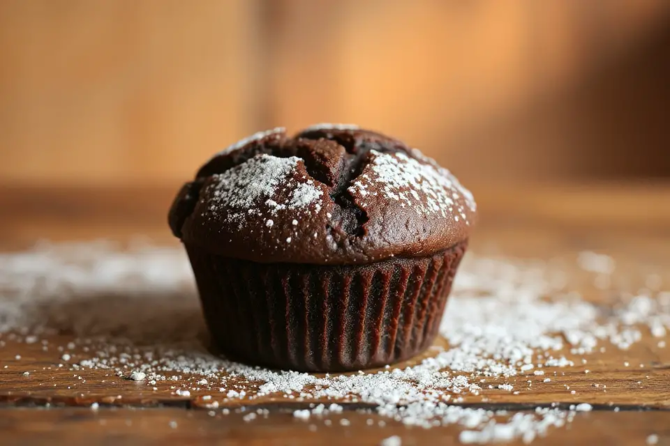 chocolate muffin powdered sugar