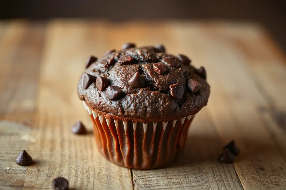 chocolate muffin rustic photo