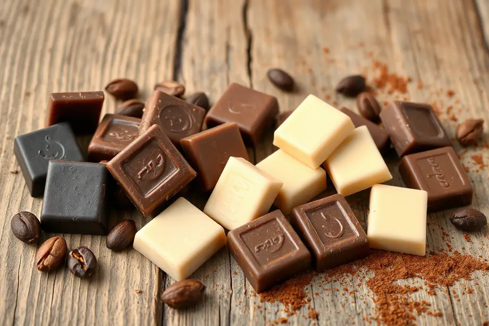 chocolate on rustic wood