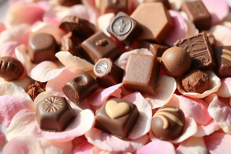 chocolate petals presentation photo